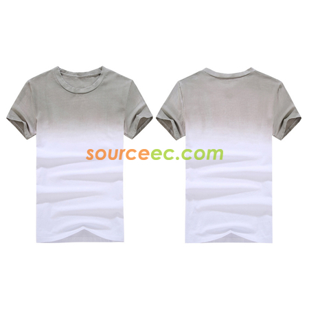 礼品订购渐变色圆领T恤广告