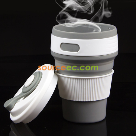 礼品订购350ML 折叠硅胶咖啡杯广告