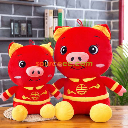 礼品订购吉祥猪毛绒玩具广告