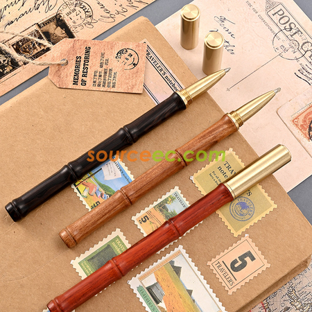 礼品订购竹节实木黄铜广告笔广告