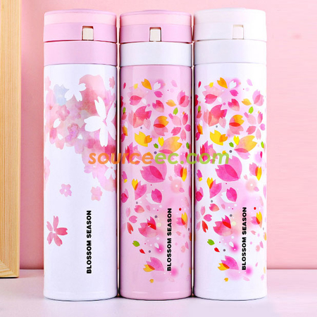 礼品订购450ML 锁扣弹跳直身保温杯广告