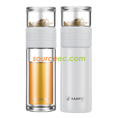 礼品订购450ML 便携式茶水分离玻璃杯广告
