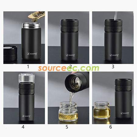 礼品订购600ML 便携式茶水分离玻璃杯广告