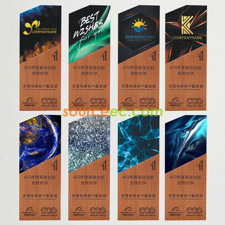 礼品订购木质水晶奖座广告