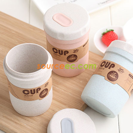 礼品订购300ML  小麦秸秆汤杯广告
