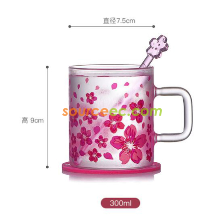 礼品订购樱花玻璃杯广告