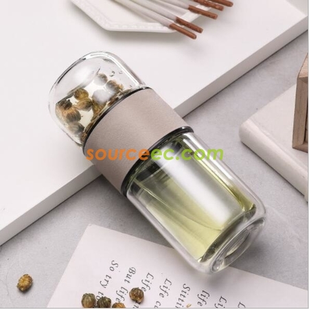 礼品订购双层泡茶玻璃杯广告