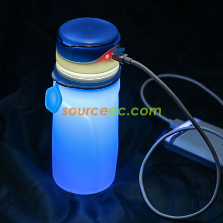礼品订购LED矽胶折叠水樽1000ML广告