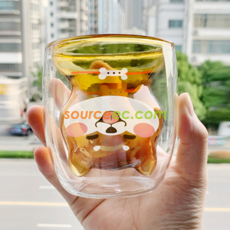 礼品订购柴犬创意玻璃杯广告