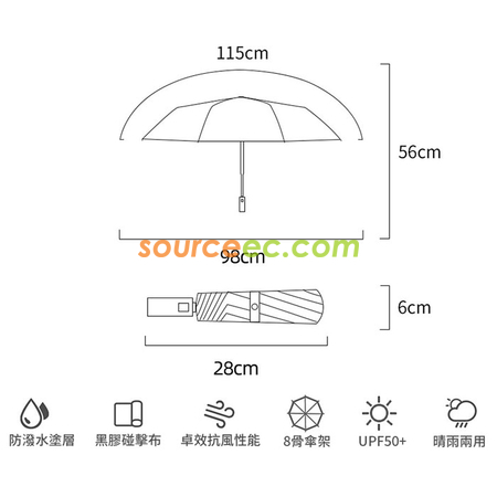 礼品订购三折广告伞黑胶拼接遮阳伞折叠防晒防紫外线太阳伞晴雨伞商务礼品广告