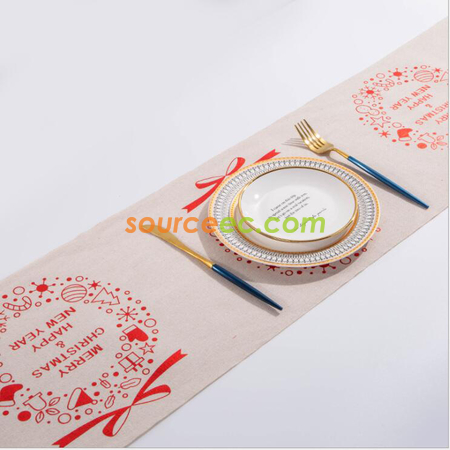 礼品订购圣诞细麻桌布广告