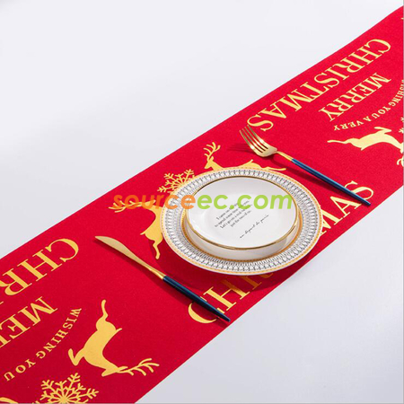 礼品订购圣诞细麻桌布广告