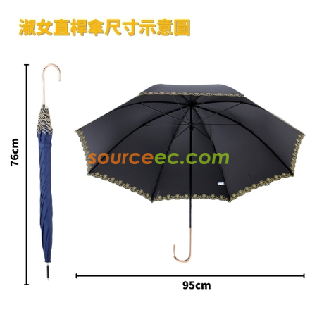 礼品订购绣花刺绣黑胶全遮光直杆长伞广告