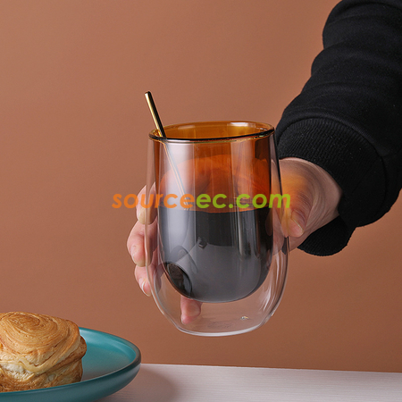 礼品订购双层彩色耐热玻璃杯广告