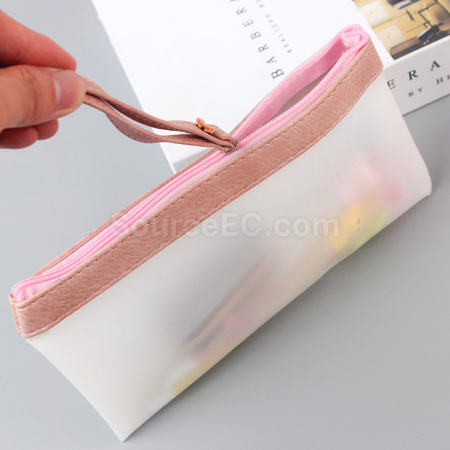 礼品订购果冻胶拼色笔袋广告