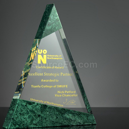 礼品订购创意三角大理石奖座广告