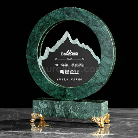 礼品订购创意圆盘大理石水晶座广告