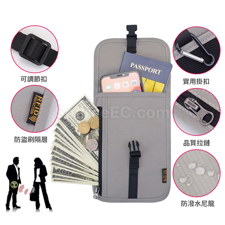 礼品订购隐形格防水RFID挂脖护照包广告