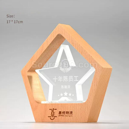 礼品订购木质水晶座广告