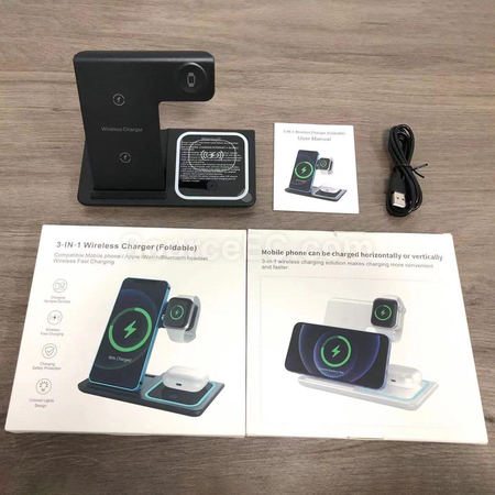 礼品订购三合一无线快充折叠支架广告