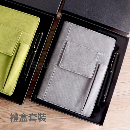 礼品订购多功能麻纹皮革笔记本广告