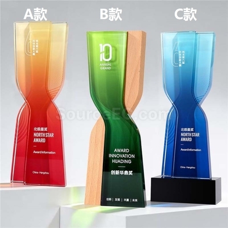 礼品订购实木水晶奖座广告