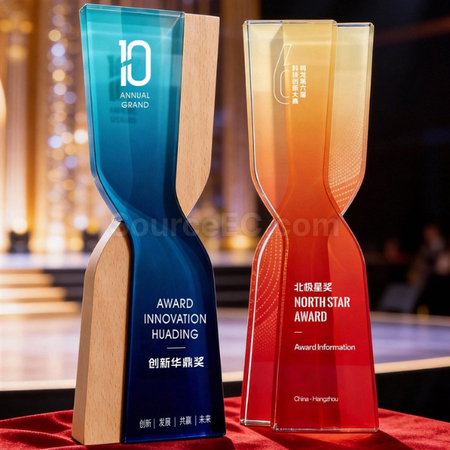 礼品订购实木水晶奖座广告