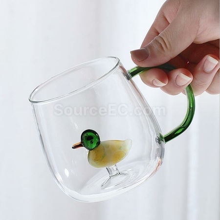 礼品订购3D立体小动植物玻璃水杯广告