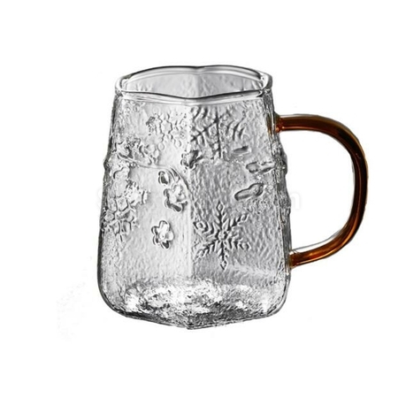 礼品订购雪花纹玻璃带把手咖啡杯广告