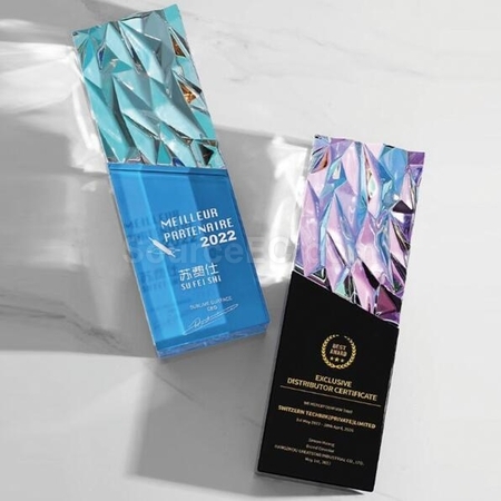 礼品订购炫彩荣耀璀璨变色水晶奖座广告