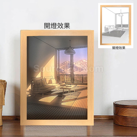 礼品订购三色灯光发光画创意装饰画广告
