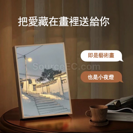 礼品订购三色灯光发光画创意装饰画广告