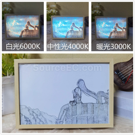 礼品订购三色灯光发光画创意装饰画广告