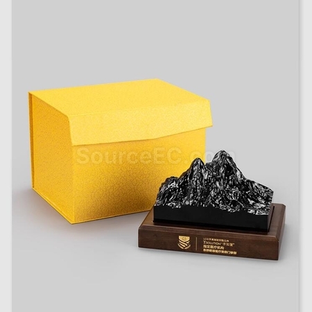 礼品订购定制冰山实木水晶奖座广告
