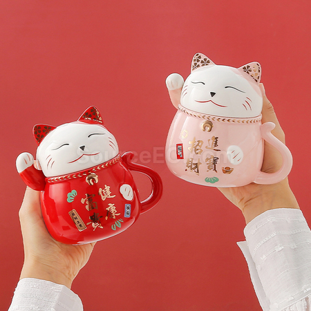 礼品订购招财猫陶瓷杯广告