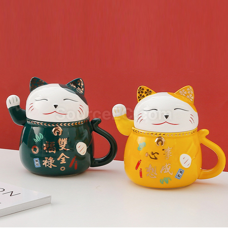 礼品订购招财猫陶瓷杯广告