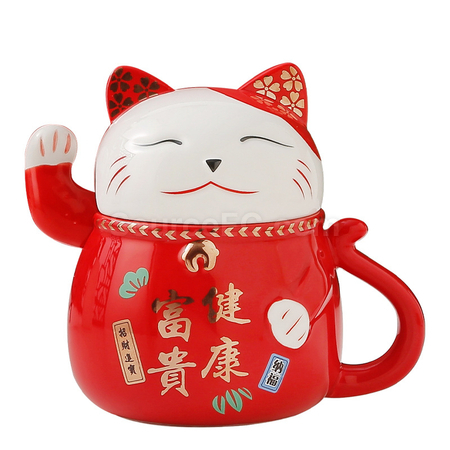 礼品订购招财猫陶瓷杯广告