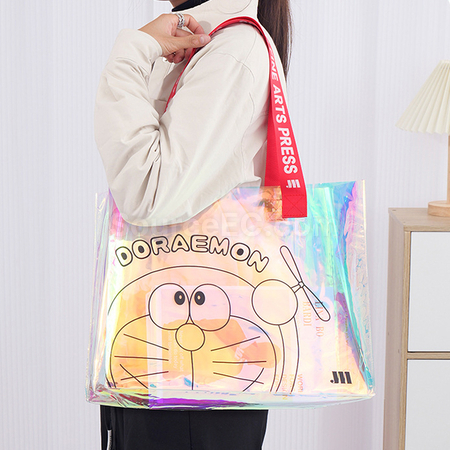 礼品订购炫彩透明手提购物袋广告