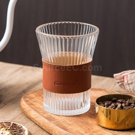 礼品订购日式竖纹泡茶隔热玻璃杯广告