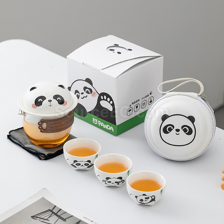礼品订购熊猫玻璃杯广告