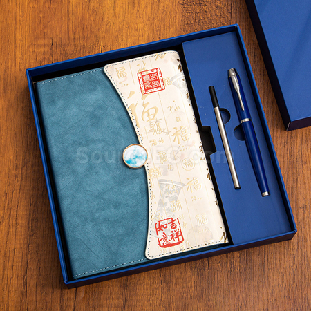 礼品订购A5国潮笔记本三折高颜值拼色记事本商务办公高档礼盒套装广告