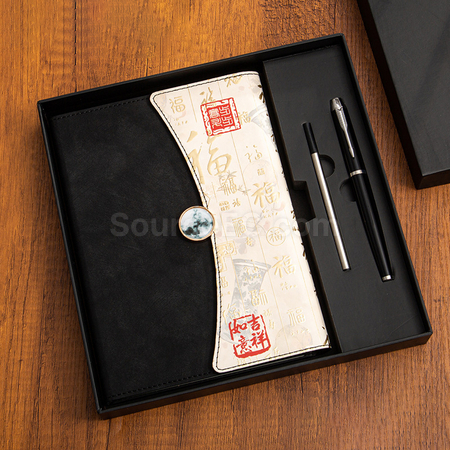 礼品订购A5国潮笔记本三折高颜值拼色记事本商务办公高档礼盒套装广告