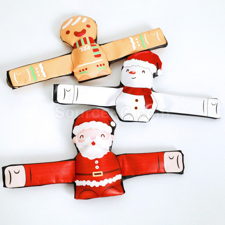 礼品订购可爱卡通立体圣诞节皮质啪啪圈广告