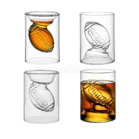 橄榄球双层玻璃杯