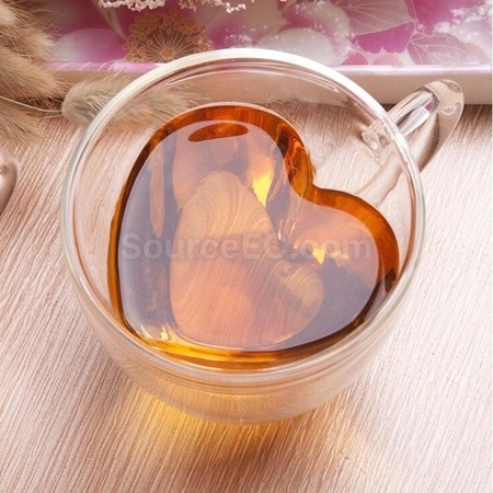 心形双层玻璃杯
