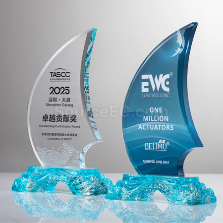 帆船水晶奖座
