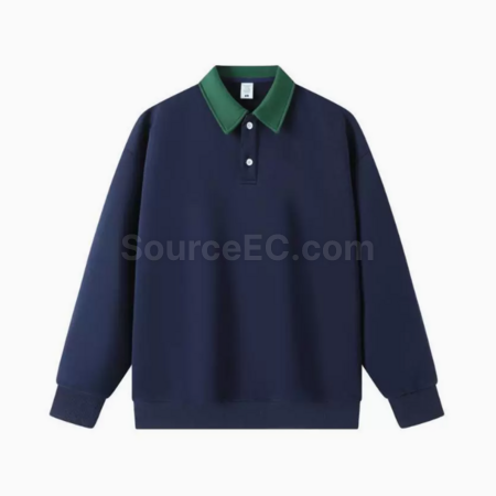 礼品订购拼色polo长袖广告