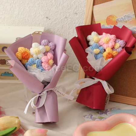 礼品订购生日情人节创意针织花泡芙花小花束广告