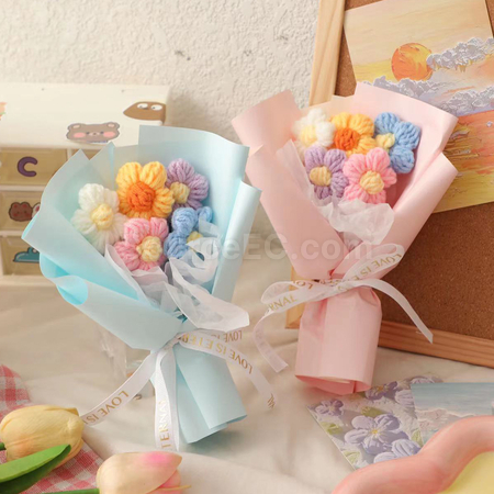 礼品订购生日情人节创意针织花泡芙花小花束广告