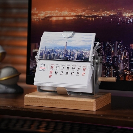 礼品订购手摇动态翻页台历/相册广告